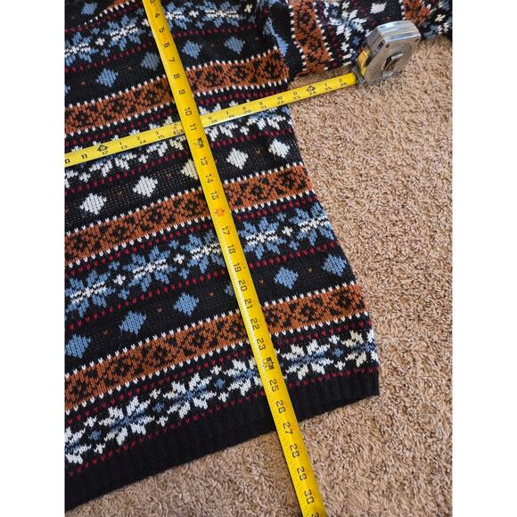 Croquet club vintage nordic snowflake winter knit sweater all over print blue S - Picture 6 of 6